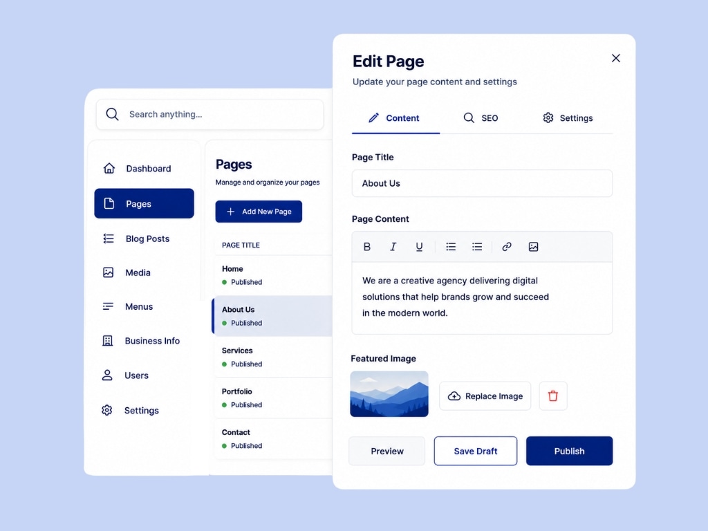 Fyder Web CMS edit page content editor